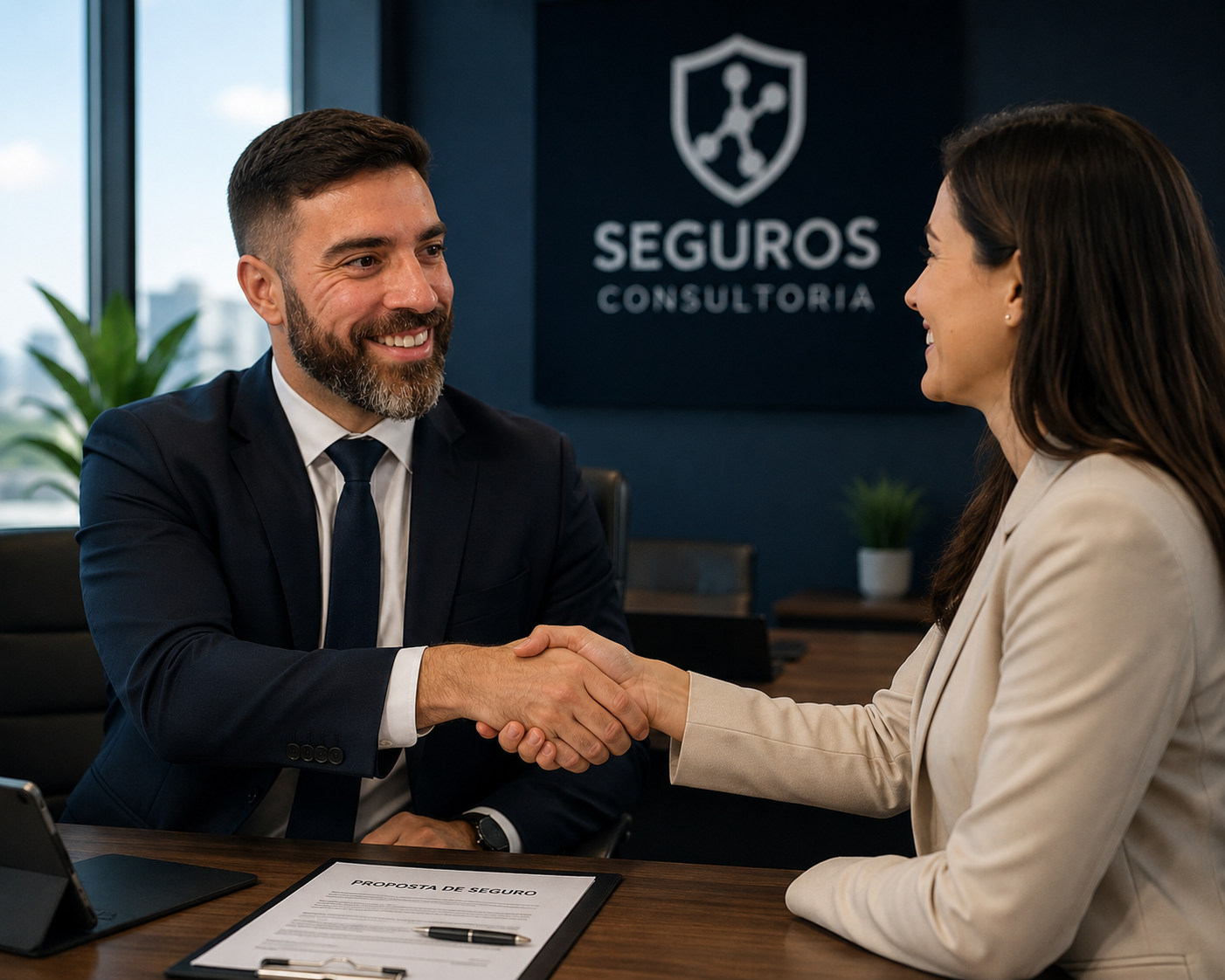 Renato Villapiano Moraes, consultor de seguro auto, em reunião com cliente